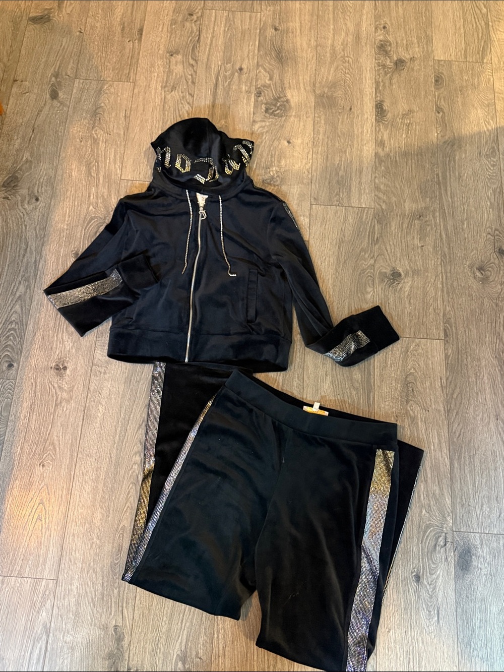 Juicy Couture Black Velour Sweat Set 25th anniversary edition